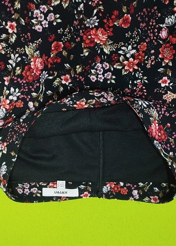 Çiçek Desenli Fırfırlı Mini Etek - Görsel 2