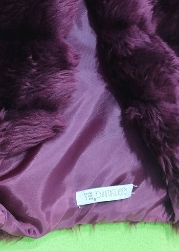 vişne rengi Kürklü Kadın Midi Yelek - Görsel 2