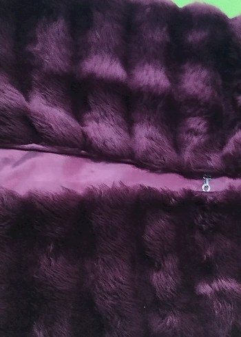 vişne rengi Kürklü Kadın Midi Yelek - Görsel 4