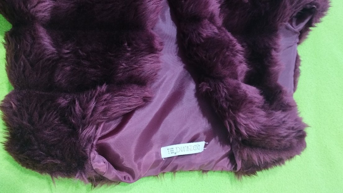 vişne rengi Kürklü Kadın Midi Yelek - Görsel 2