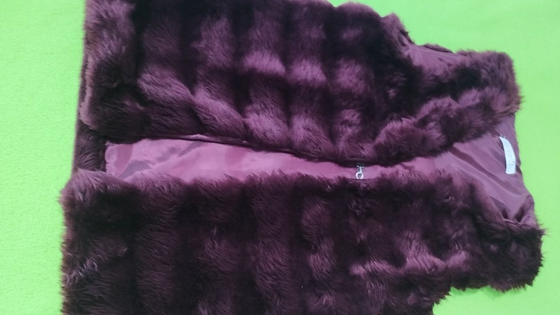 vişne rengi Kürklü Kadın Midi Yelek - Görsel 4