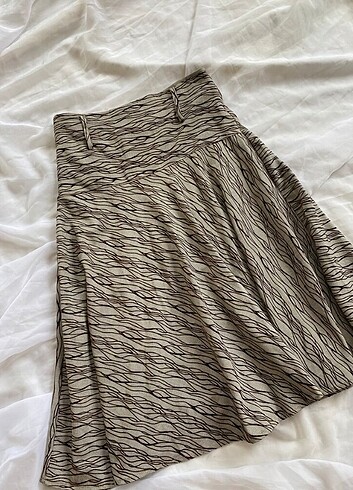 American Retro Bej Midi Etek