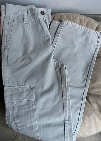 Gri Kadın stradivarius kargo Rahat Kesim Pantolon - Görsel 2