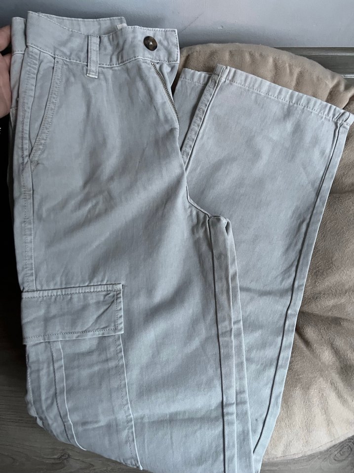 Gri Kadın stradivarius kargo Rahat Kesim Pantolon - Görsel 2