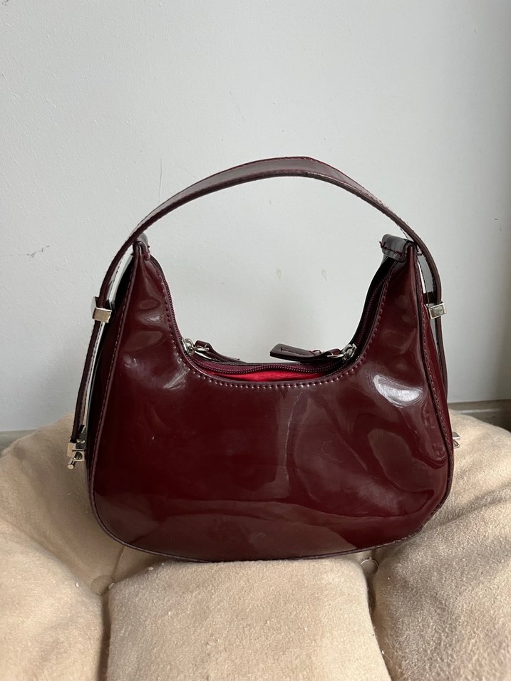 Bordo cherryRugan Deri Kadın Omuz Çantası - Görsel 4