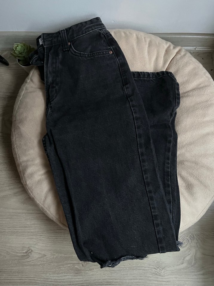 Siyah bershka Bol Kesim Kadın Kot Pantolon - Görsel 2