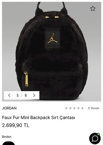 Jordan Siyah Kürklü Mini Sırt Çantası - Görsel 3