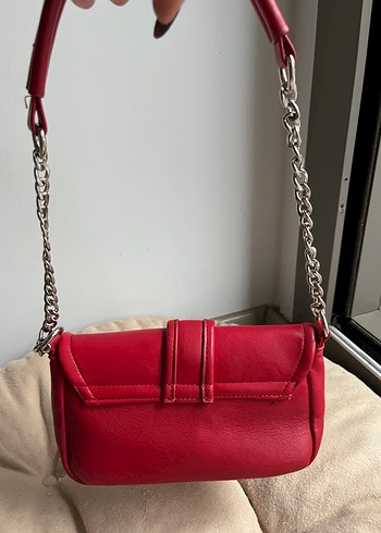 Kırmızı Deri Tokalı Kadın El Çantası - Görsel 4