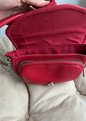 Kırmızı Deri Tokalı Kadın El Çantası - Görsel 3