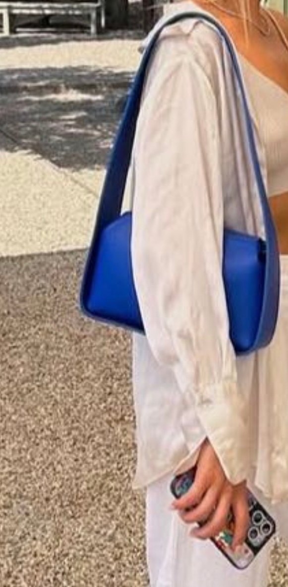 Les benjamins Lulu Bag 005 Mavi Deri Kadın Çanta - Görsel 3