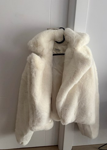 Beyaz Suni Kürk Midi Ceket - Görsel 4