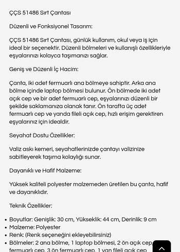 ÇÇS 51486 Sırt Çantası - Görsel 6