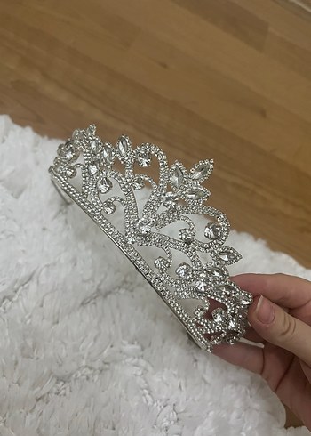 Işıltılı Beyaz Gelin Tacı zirkon taş