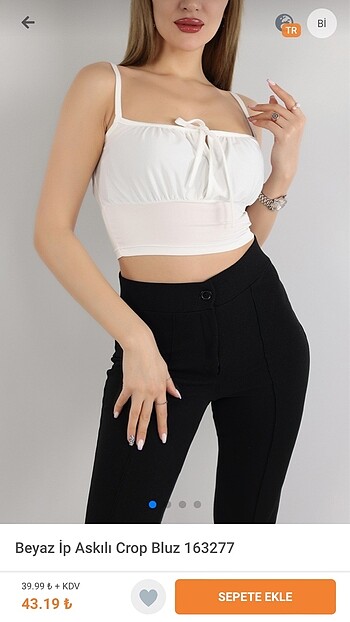 Beyaz askılı crop