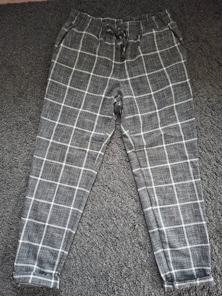 Gri Ekoseli Kumaş Pantolon - Görsel 2