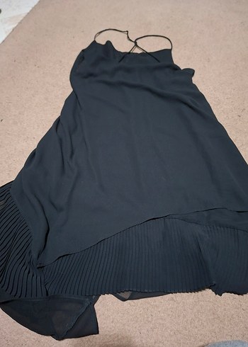 Kadın Siyah Pilili şifon Elbise - Görsel 3