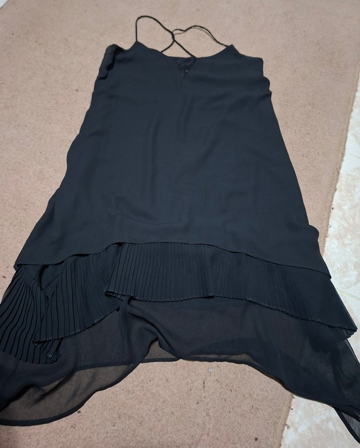 Kadın Siyah Pilili şifon Elbise - Görsel 2