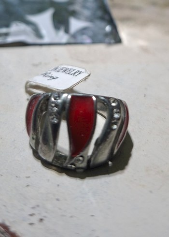 Kırmızı Boncuk Detaylı Vintage Kadın Yüzük - Görsel 2