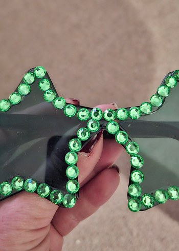 Yeşil Taşlı Yıldızlı parti Gözlüğü - Görsel 2