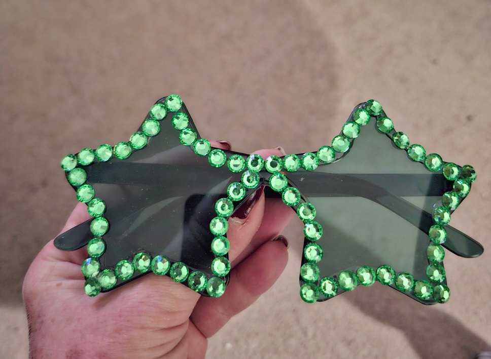 Yeşil Taşlı Yıldızlı parti Gözlüğü - Görsel 2