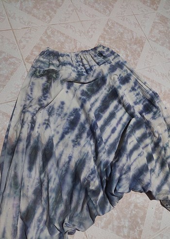 Diğer Gri Batik Desenli Bohem Salaş Şalvar