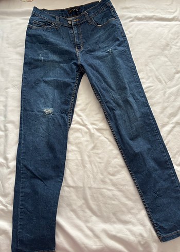 Kadın Lacivert Bol Kesim Denim Pantolon