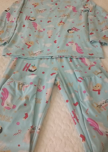 Turkuaz Baskılı Kız Çocuk Pijama Takımı - Görsel 2