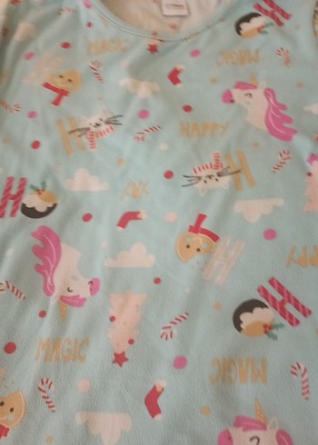 Turkuaz Baskılı Kız Çocuk Pijama Takımı - Görsel 4