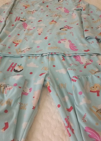 Turkuaz Baskılı Kız Çocuk Pijama Takımı - Görsel 5