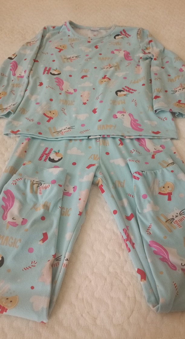 Turkuaz Baskılı Kız Çocuk Pijama Takımı - Görsel 2