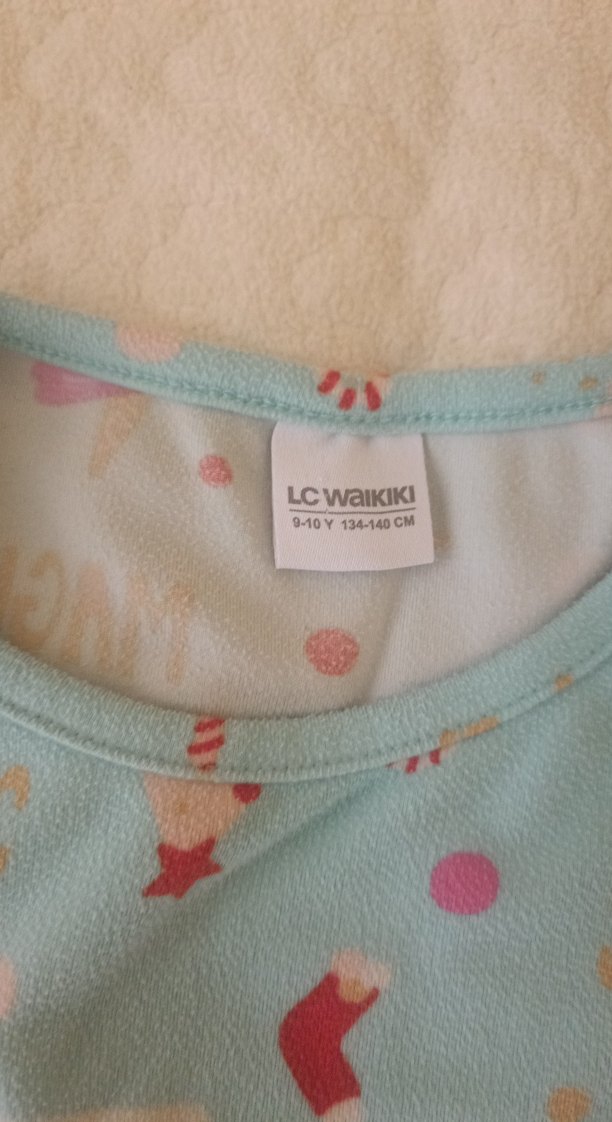 Turkuaz Baskılı Kız Çocuk Pijama Takımı - Görsel 3