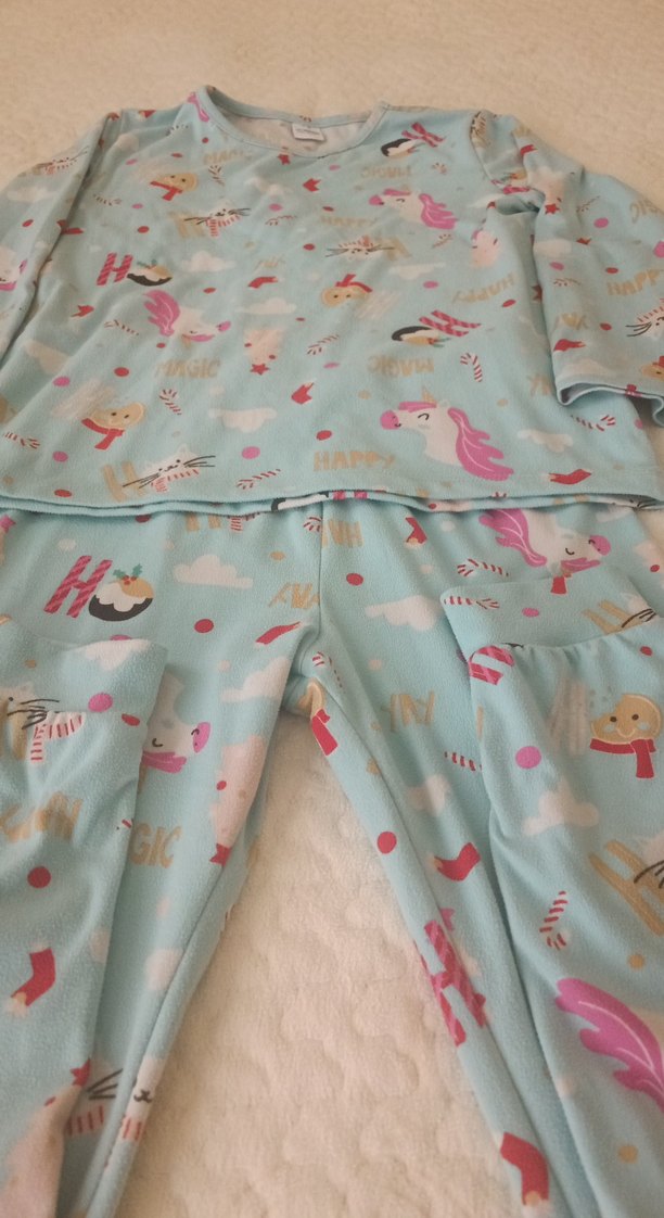 Turkuaz Baskılı Kız Çocuk Pijama Takımı - Görsel 5