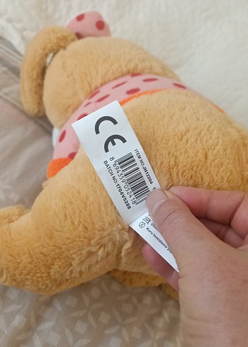 Pembe Fiyonklu Kahverengi Peluş Köpek Oyuncak - Görsel 3