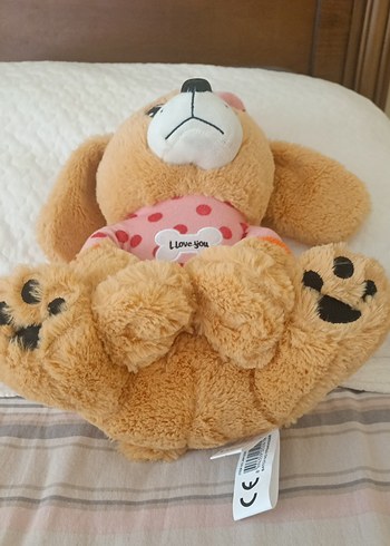 Pembe Fiyonklu Kahverengi Peluş Köpek Oyuncak - Görsel 2