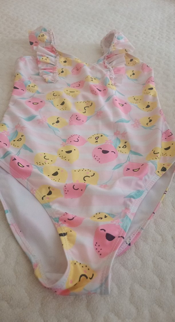 Kız Çocuk Pembe Fırfırlı Desenli Mayo - Görsel 2