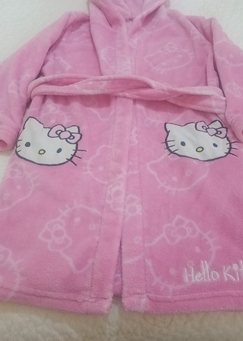 Kız Çocuk Pembe Kapüşonlu Bornoz - Görsel 2