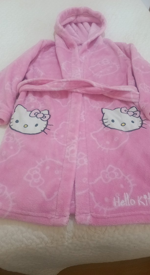 Kız Çocuk Pembe Kapüşonlu Bornoz - Görsel 2