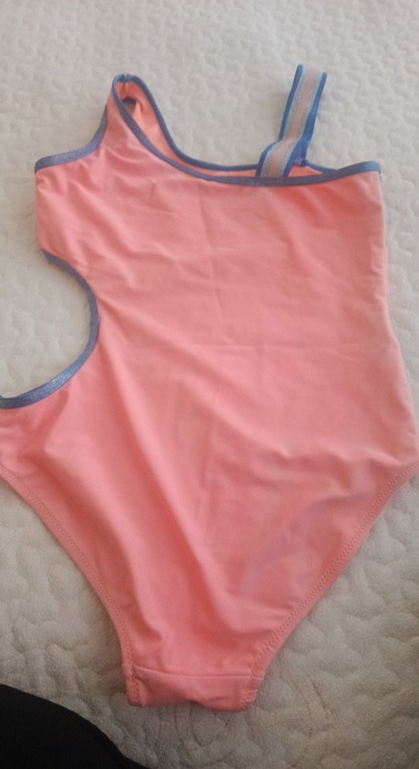 Pembe Baskılı Askılı Kız Mayo - Görsel 4