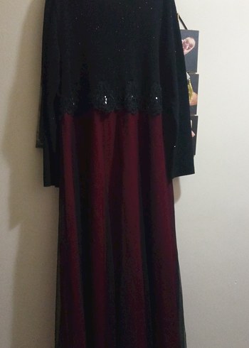 Uzun Bordo Gotik Drapeli Kadın Abiye