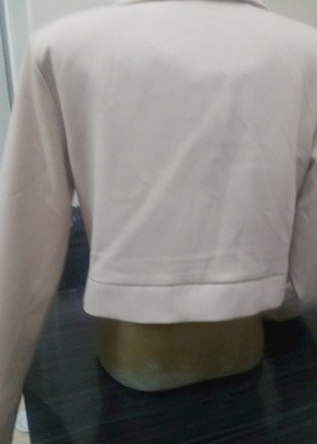 m Beden beyaz Renk Düğmeli Beyaz Kısa Kadın Blazer Ceket