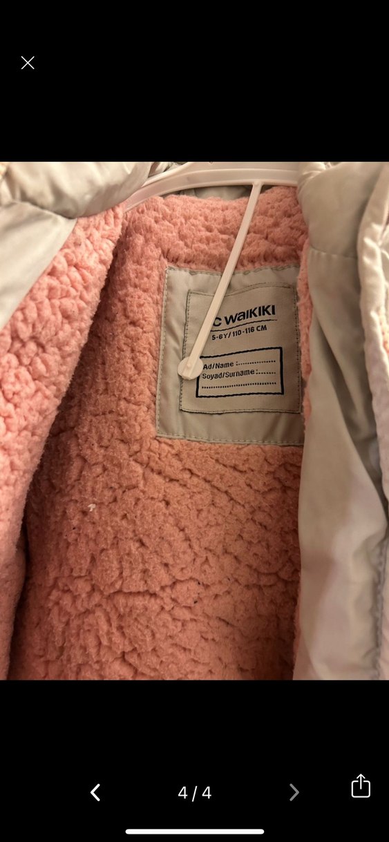 Kız Çocuk Gri Kapüşonlu Kürklü Kaban - Görsel 4