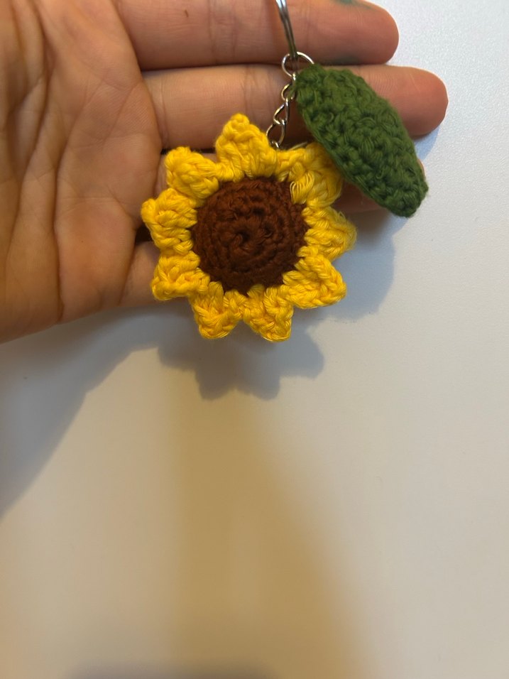Sarı Örgü Ayçiçeği Anahtarlık - Görsel 2