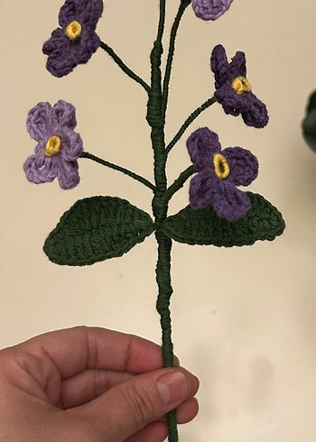 El Örgüsü Mor Çiçekli Dekoratif Dal - Görsel 3