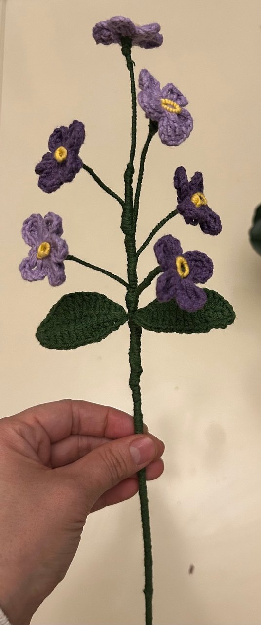 El Örgüsü Mor Çiçekli Dekoratif Dal - Görsel 3