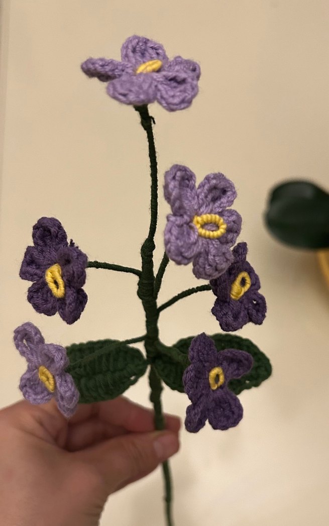 El Örgüsü Mor Çiçekli Dekoratif Dal - Görsel 2