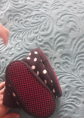 Kız ve erkek  Çocuk Gri Puantiyeli Sıcak Ev Terliği - Görsel 2