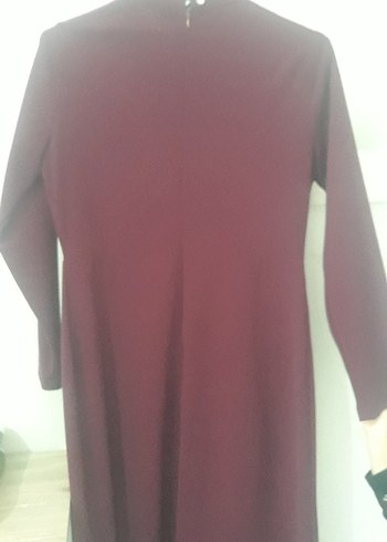 Bordo İşlemeli Drapeli Uzun Abiye Elbise - Görsel 3