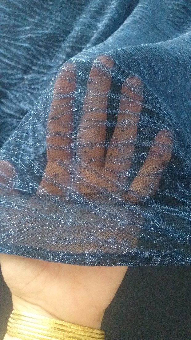 Lacivert Uzun Kollu Drapeli Abiye Elbise - Görsel 2