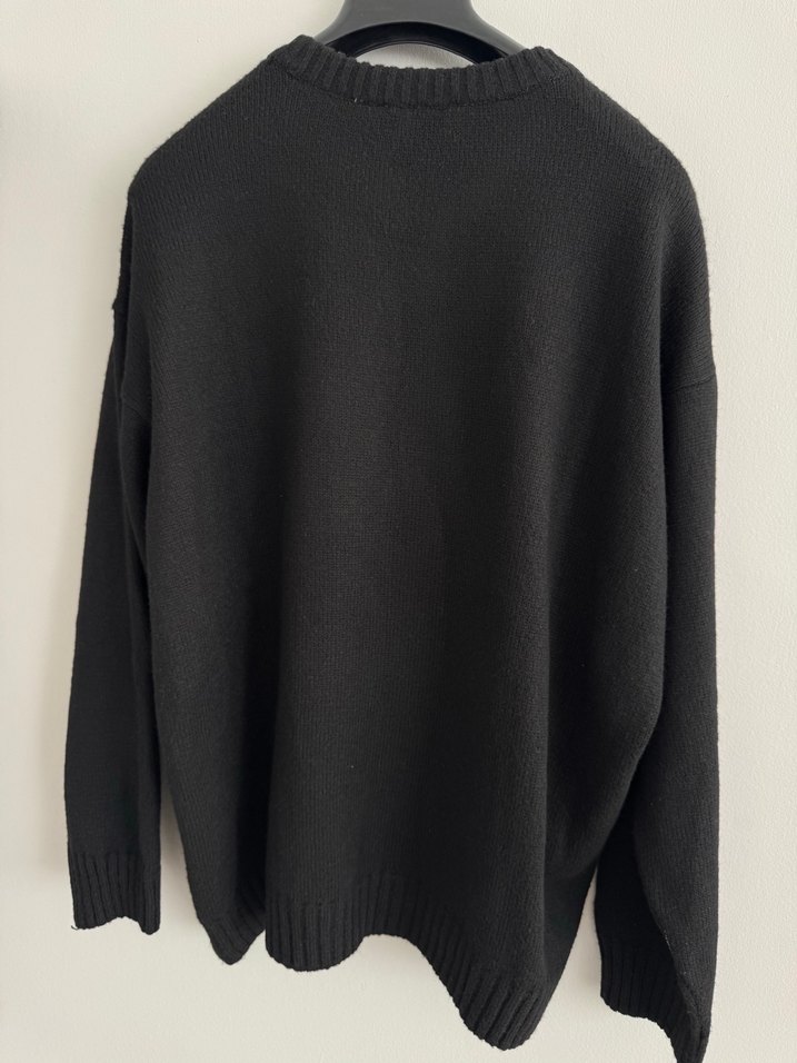 Siyah Oversize  triko Kazak - Görsel 4