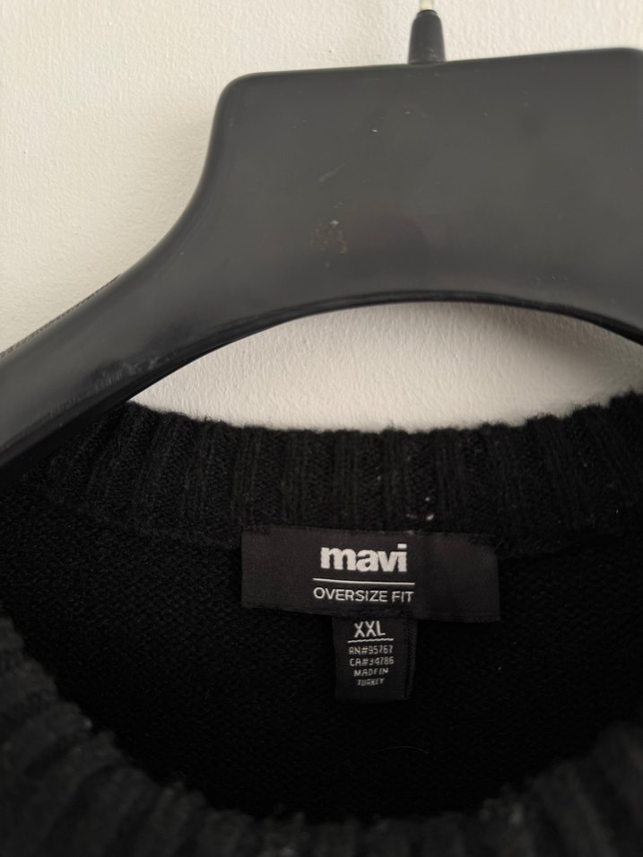 Siyah Oversize  triko Kazak - Görsel 3